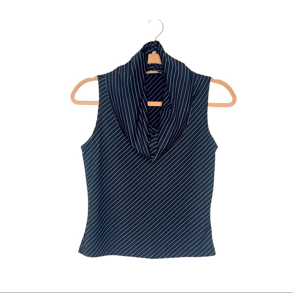 FOREVER21 Black & White Stripe Cowl Neck Tank Top M